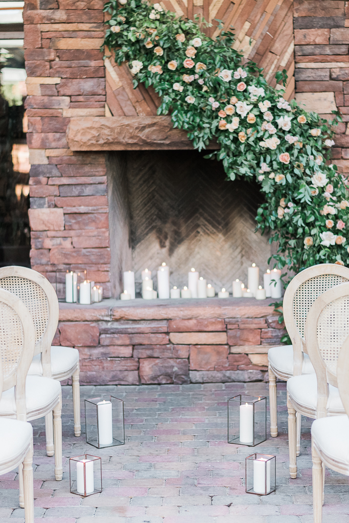 Dreamy and romantic candle lit ceremony with florals 