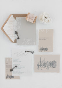 Beautifully styled wedding day invitation suite by Luna De Miel.Co